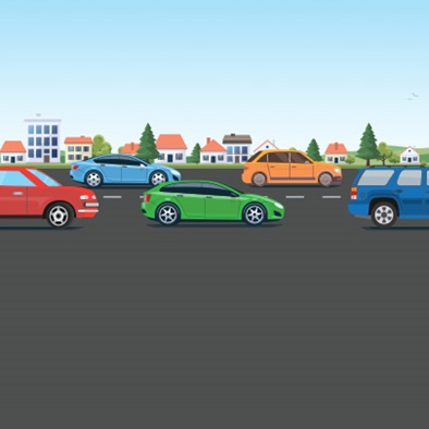 Drawing of cars on a road